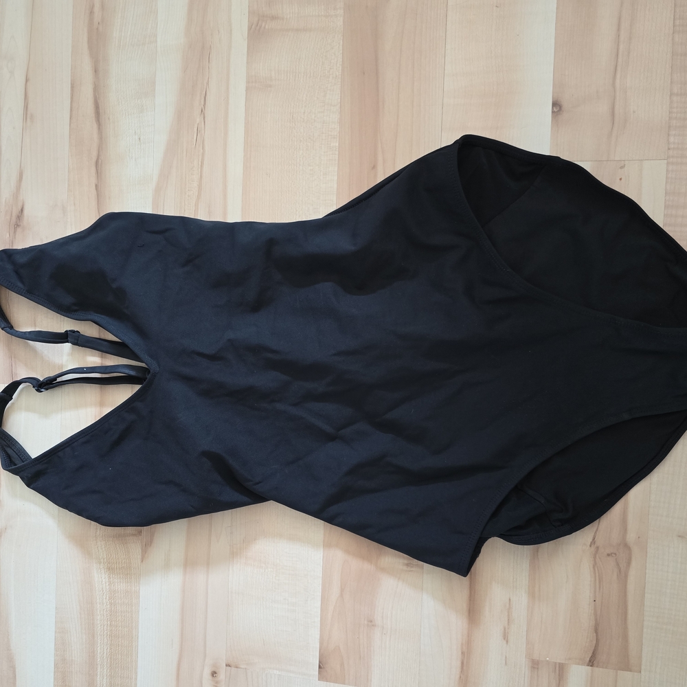 Deep V Black One-Piece Swimsuit - Picture 4 of 5